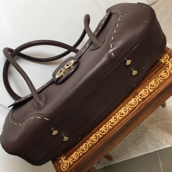 New Escada brown leather handbag handmade in Italy - Picture 10 of 16